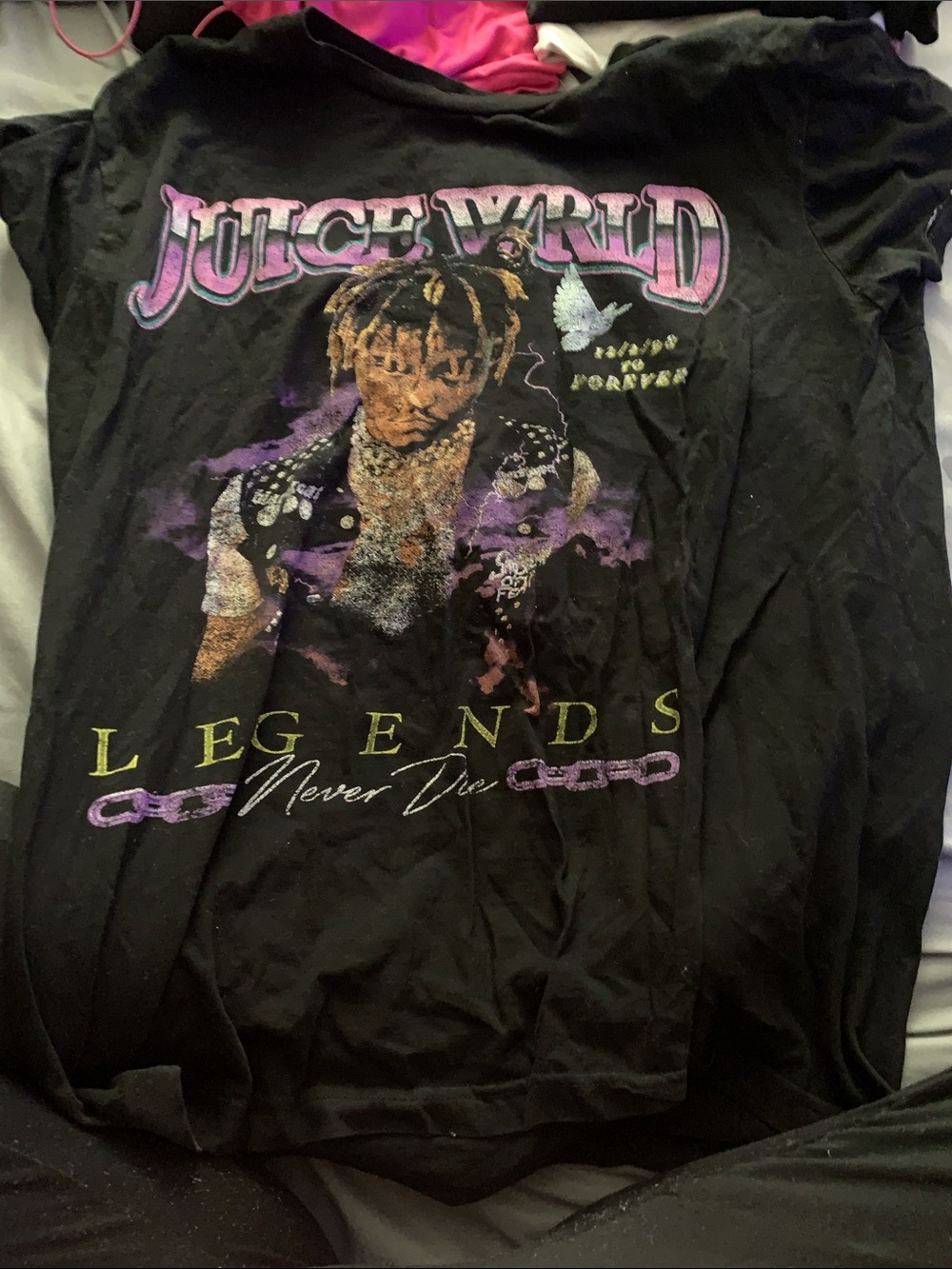 Juice WRLD Black Graphic Short Sleeve Tee - Legends Never Die